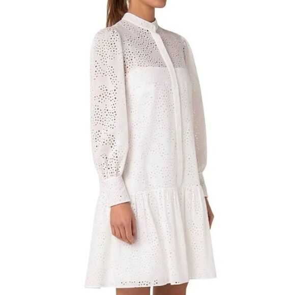 AKRIS PUNTO
White Cotton Eyelet Long Sleeve Dress Size 12 - Picture 2 of 9
